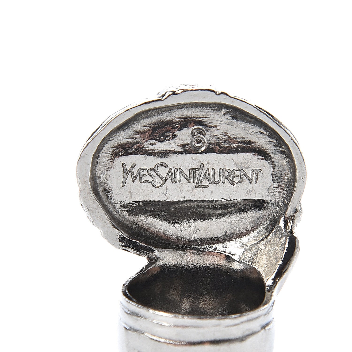 Saint Laurent Glass Cabochon Arty Ovale Ring 6 Black Cipria 5 of 5
