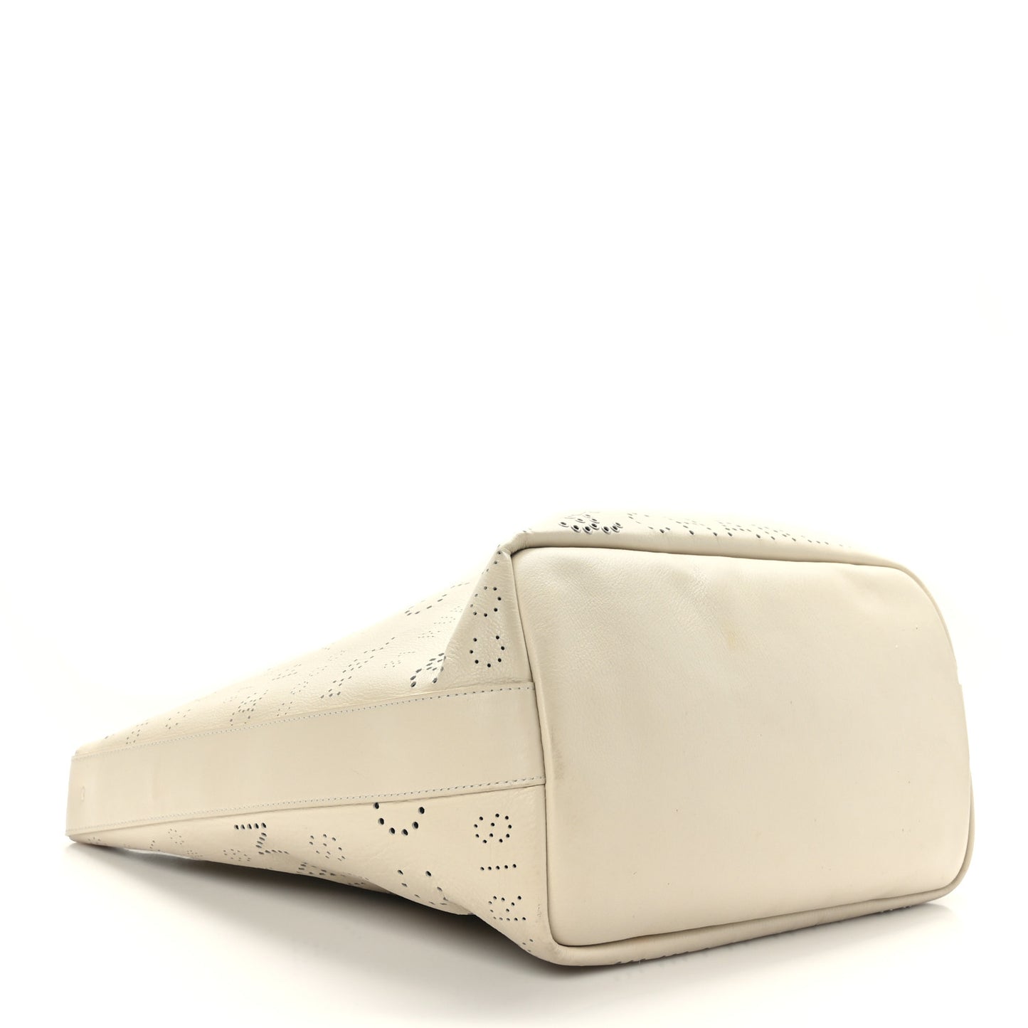 Calfskin Tweed Small Logo Eyelets Shopping Tote Beige