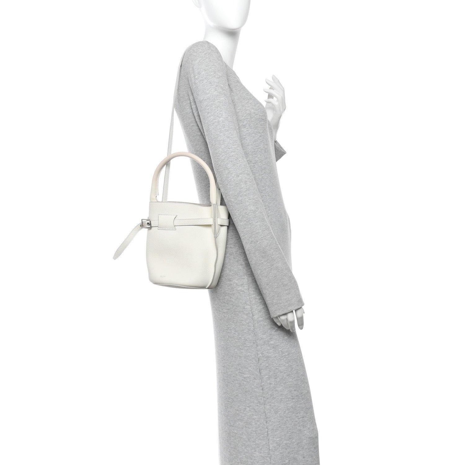 Celine Supple Grained Calfskin Nano Big Bag Bucket White 2 of 10