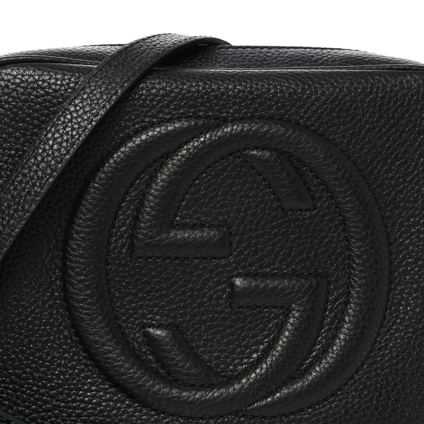 Pebbled Calfskin Small Soho Disco Bag Black