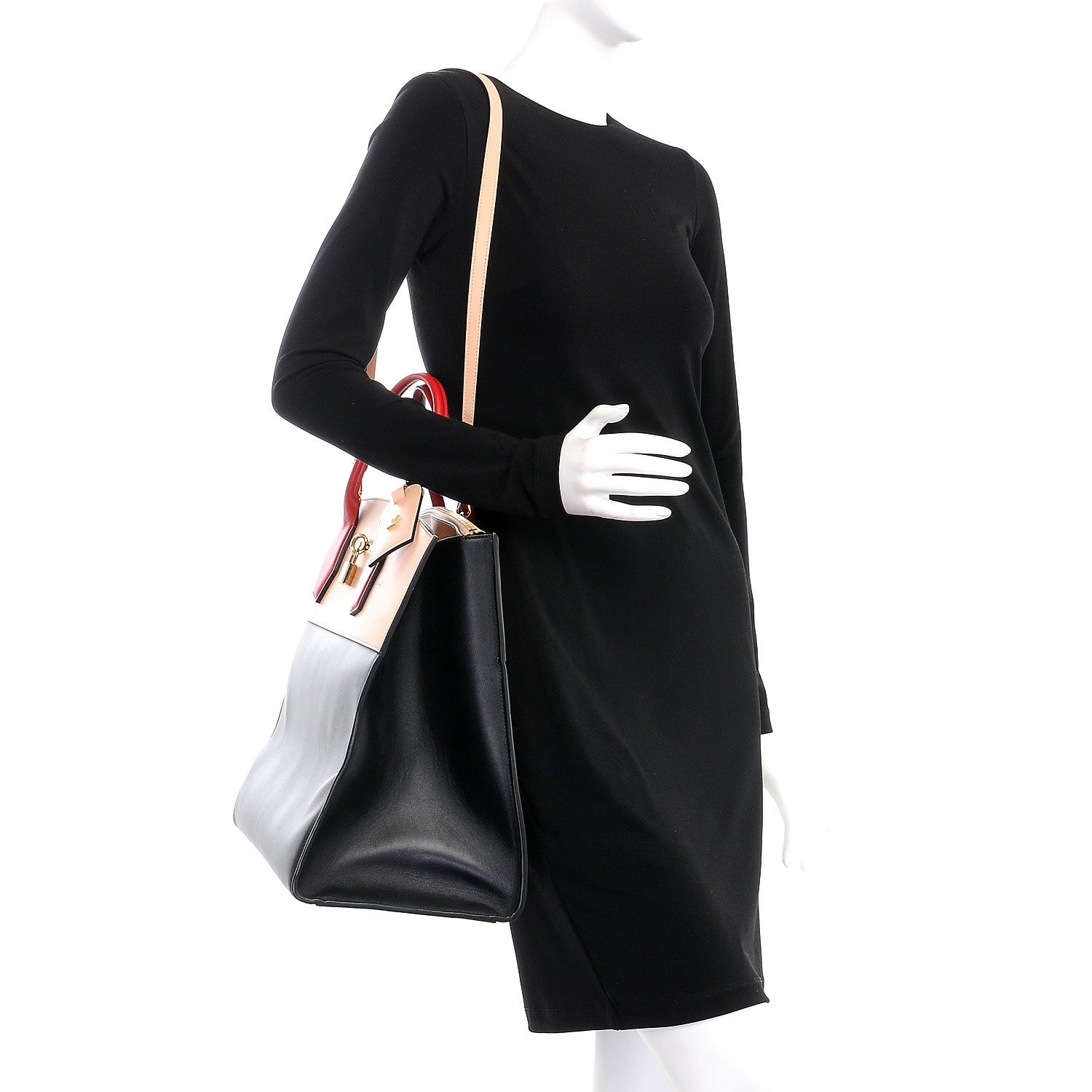 Louis Vuitton Calfskin City Steamer XL Black Creme Bourgogne 2 of 9