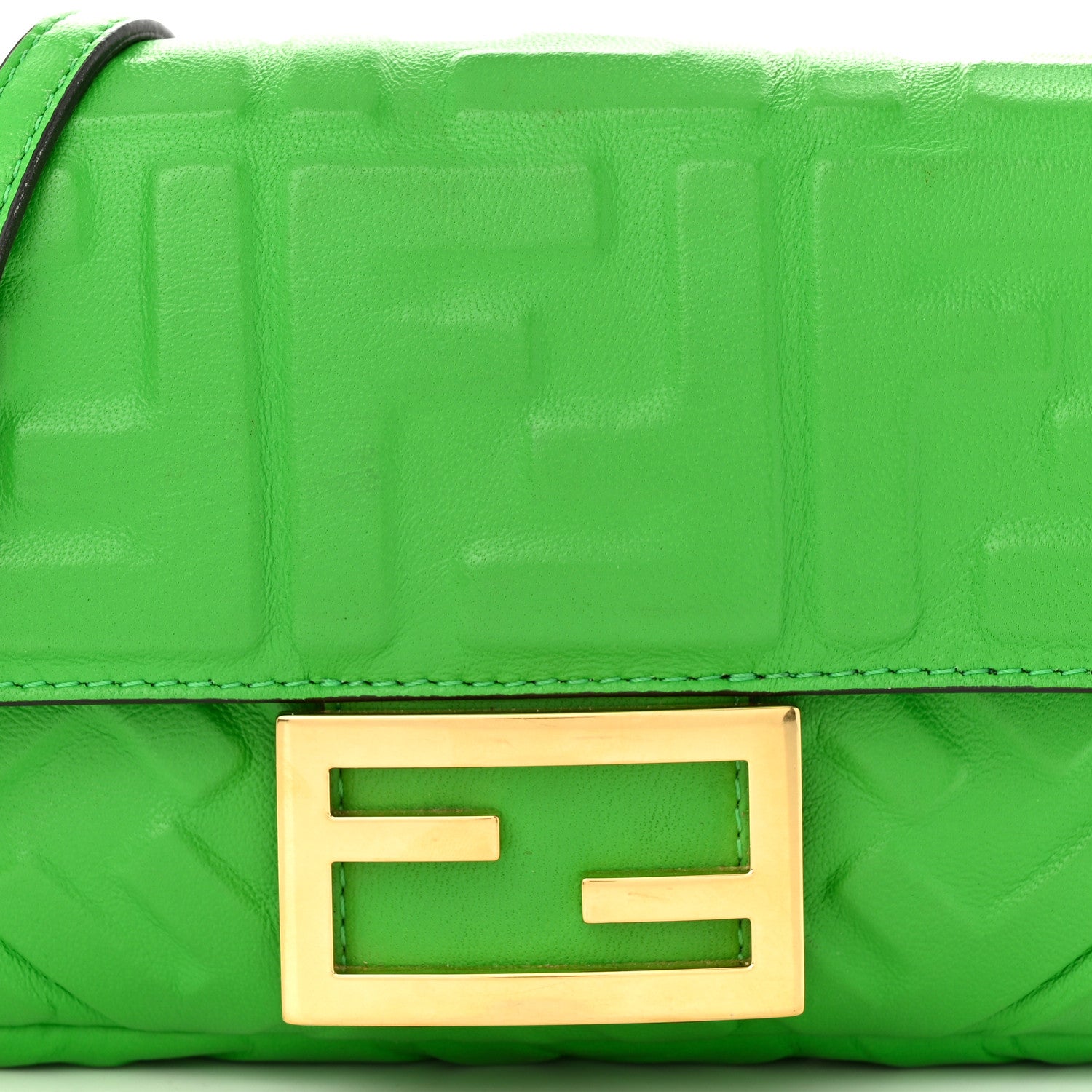 Fendi Nappa FF 1974 Embossed Mini Baguette Tomatillo 8 of 12
