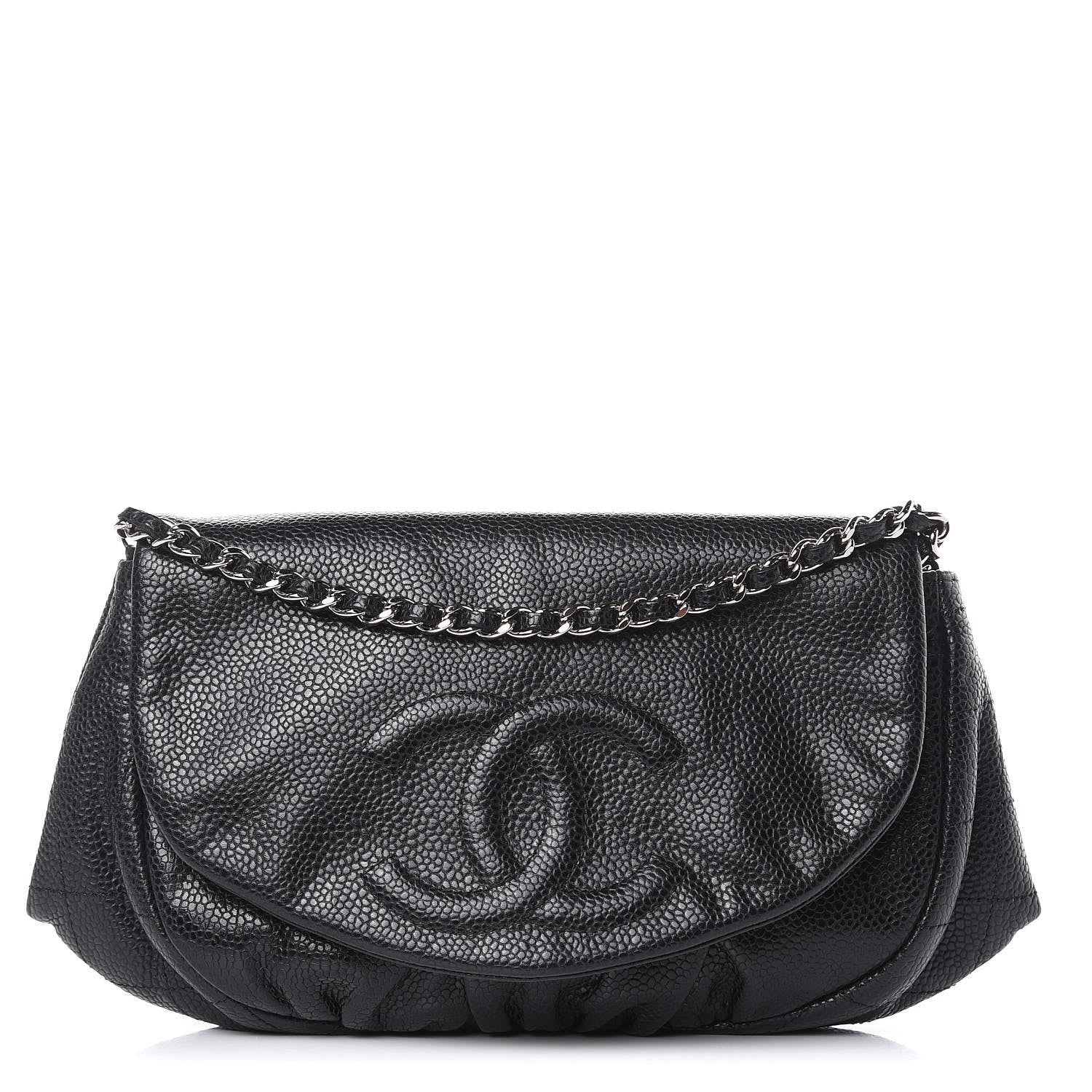 Chanel Caviar Half Moon Wallet On Chain WOC Black 1 of 11