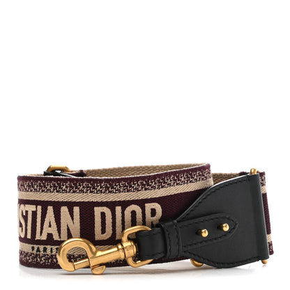 Christian Dior Canvas Embroidered Shoulder Strap Burgundy 1 of 5