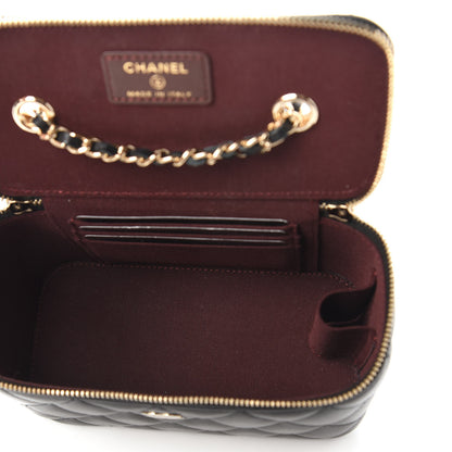 Chanel Lambskin Quilted Small Vanity Case With Chain Black 5 of 11