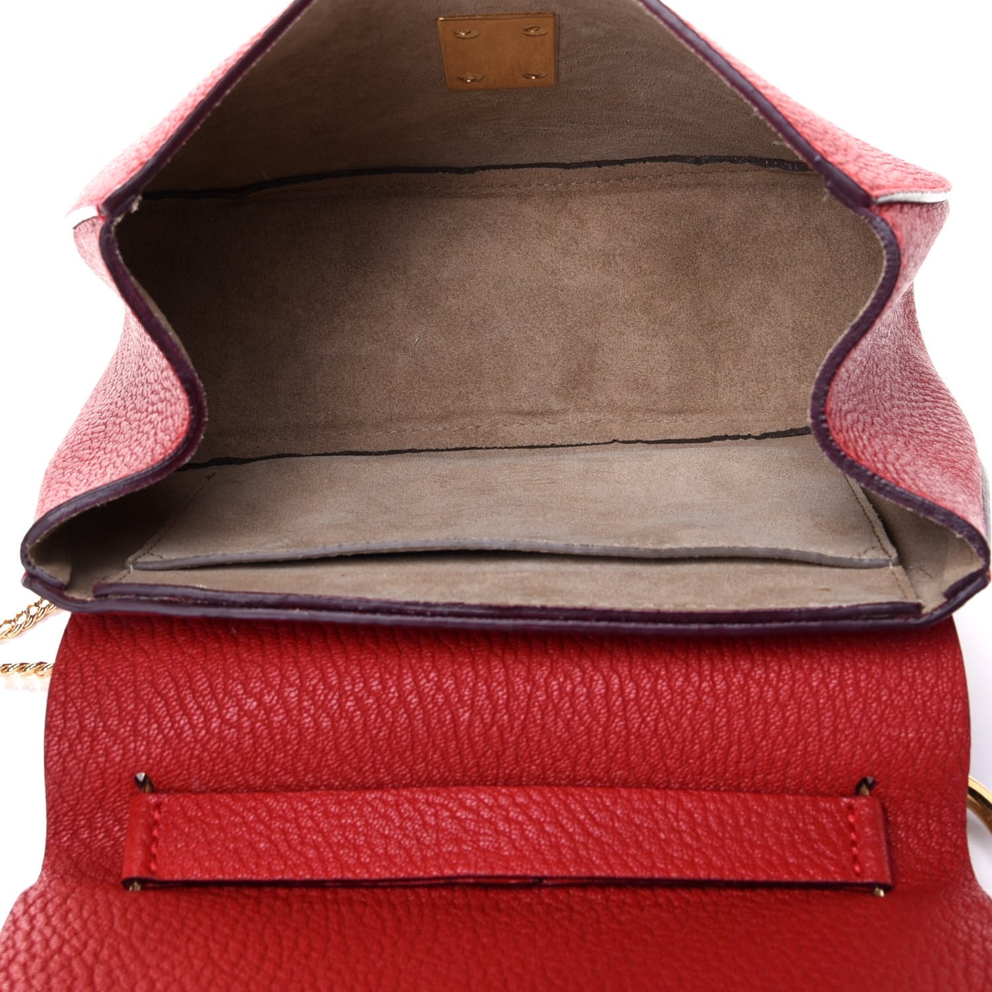 Grained Lambskin Drew Shoulder Bag Plaid Red