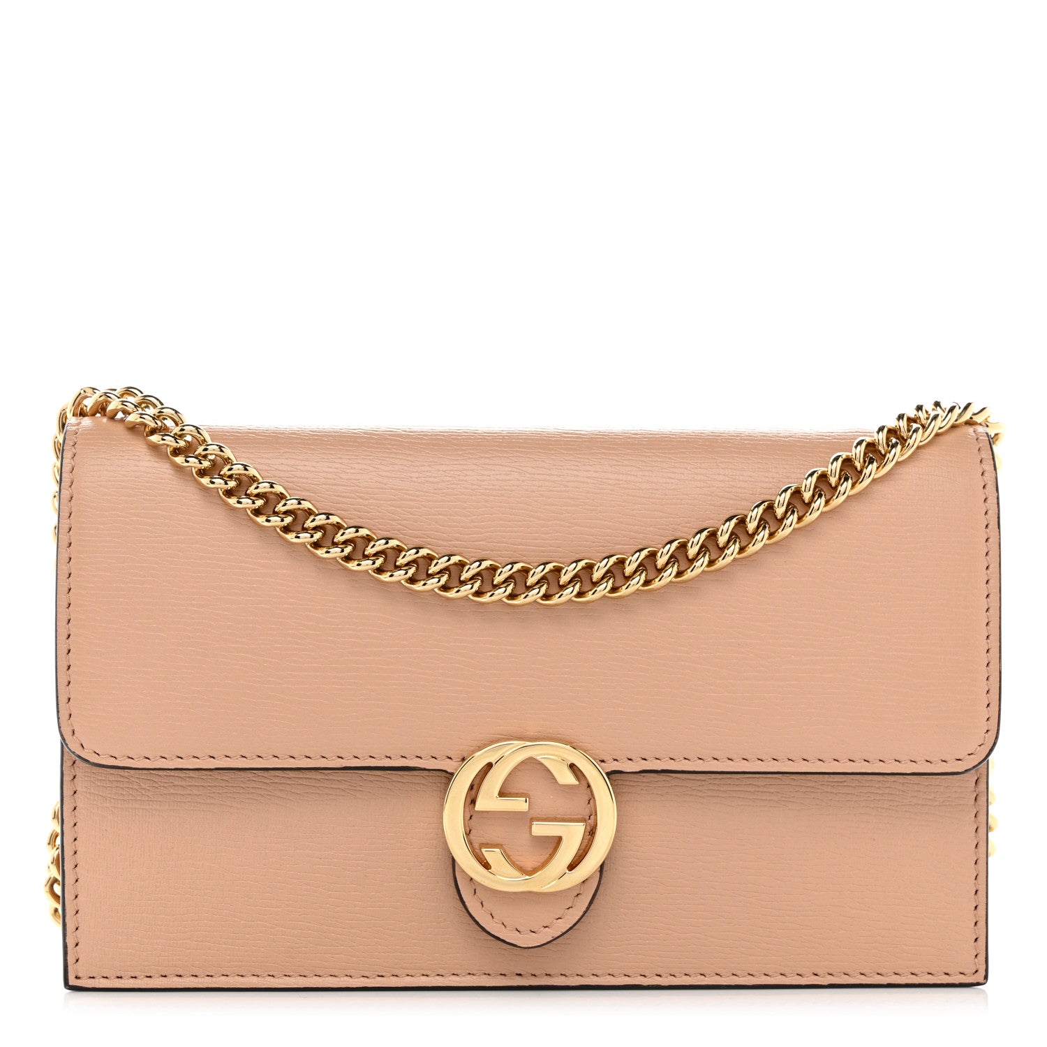 Gucci Textured Calfskin Icon Chain Wallet Pink Apricot 1 of 10
