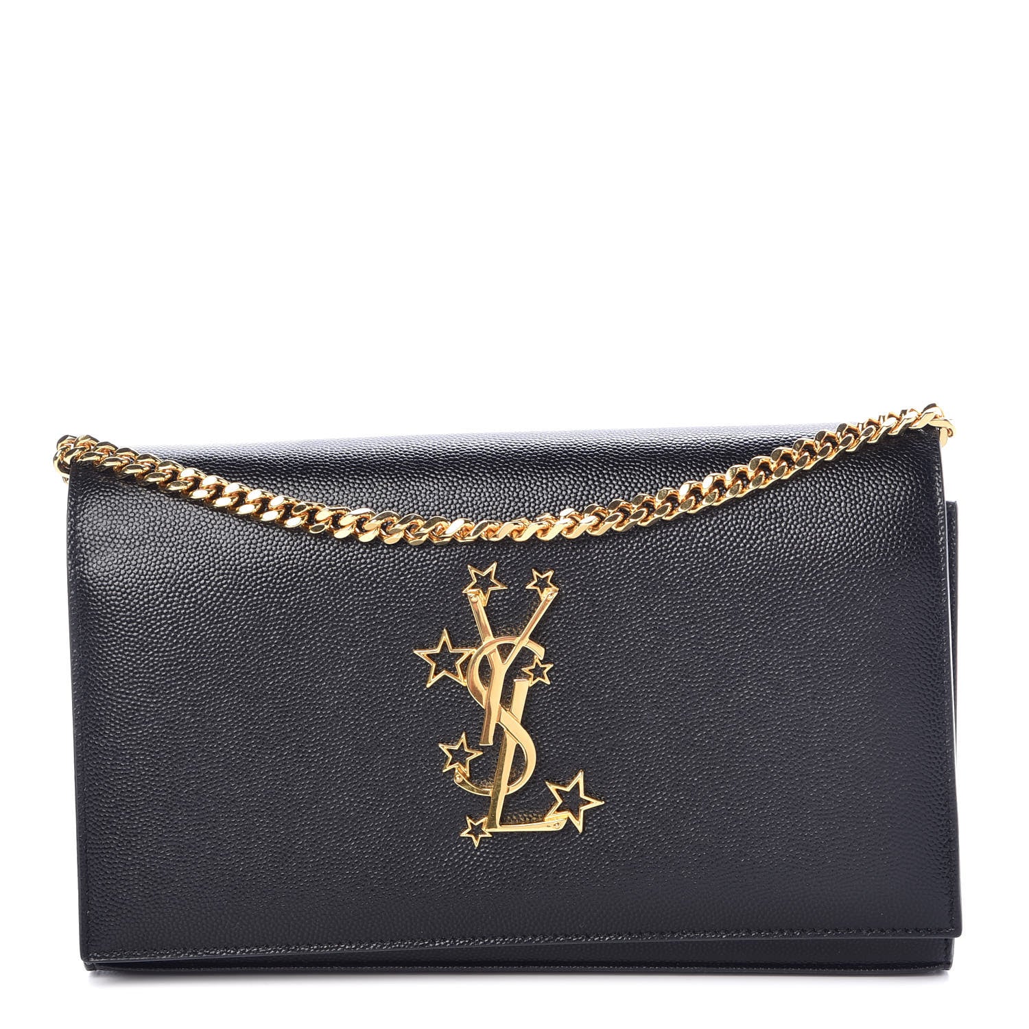 Saint Laurent Grain De Poudre Star Studded Monogram Wallet on Chain Black 1 of 10
