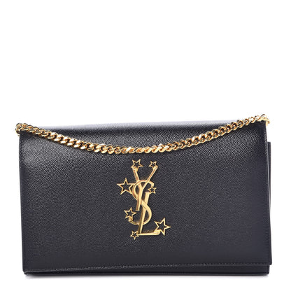 Saint Laurent Grain De Poudre Star Studded Monogram Wallet on Chain Black 1 of 10