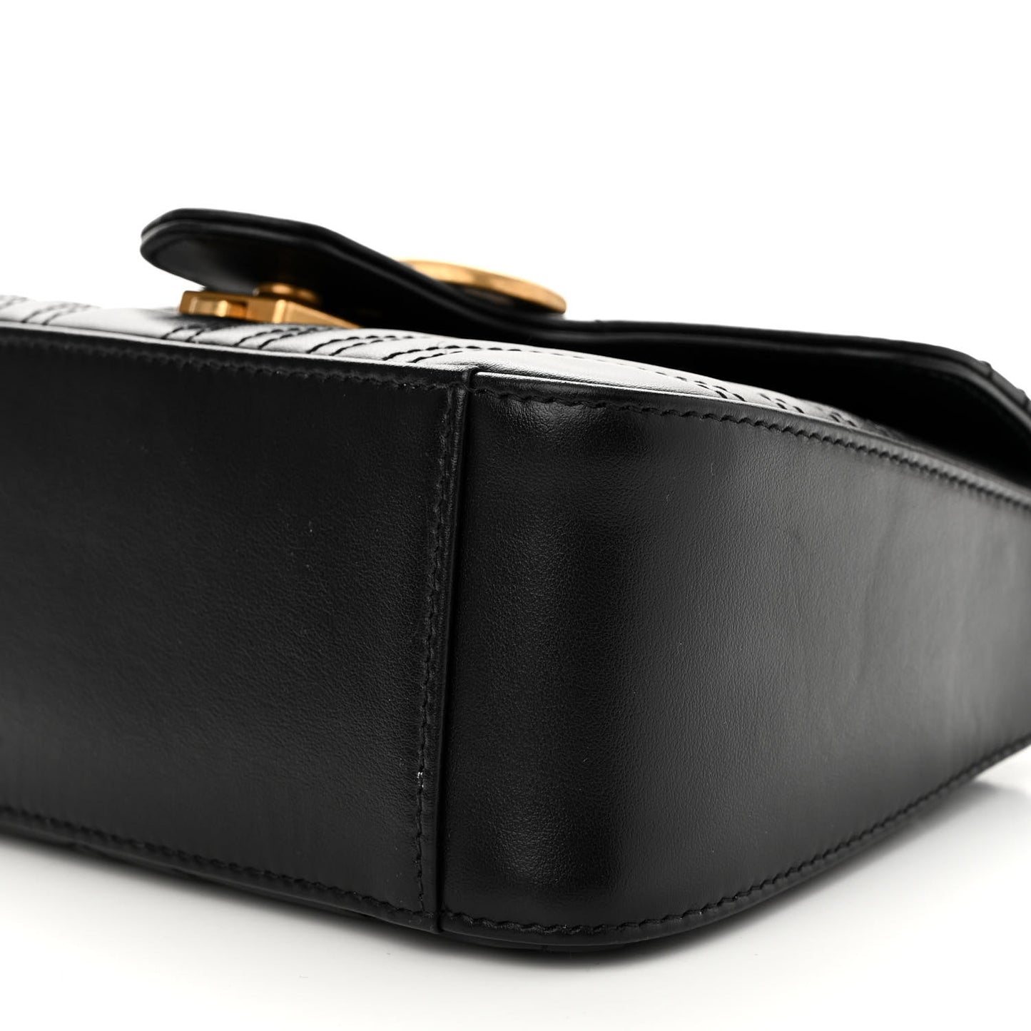 Calfskin Matelasse Mini GG Marmont Top Handle Shoulder Bag Black
