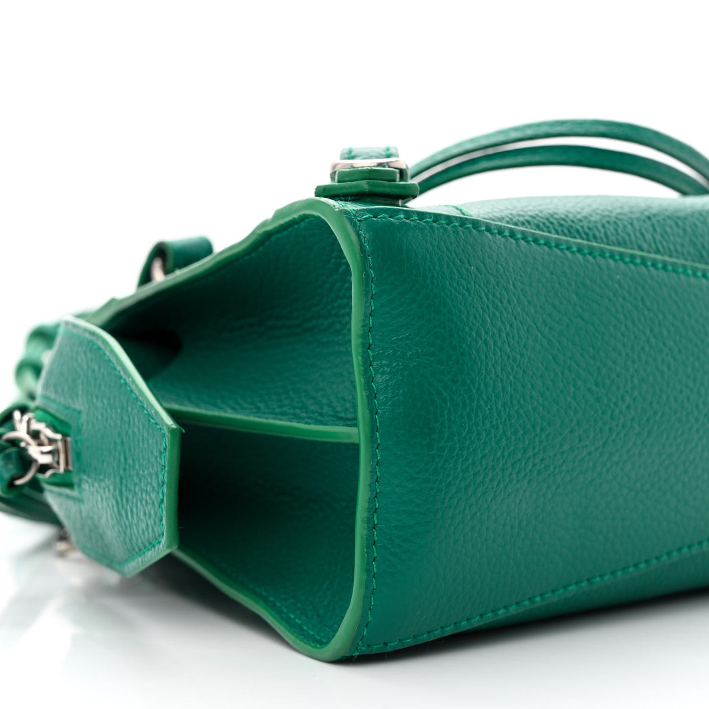 Grained Calfskin Neo Classic Silver Hardware Mini City Jade