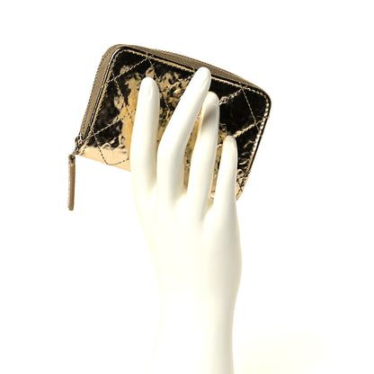 Chanel Hammered Metallic Calfskin Quilted Zip Coin Purse Gold 6 of 7