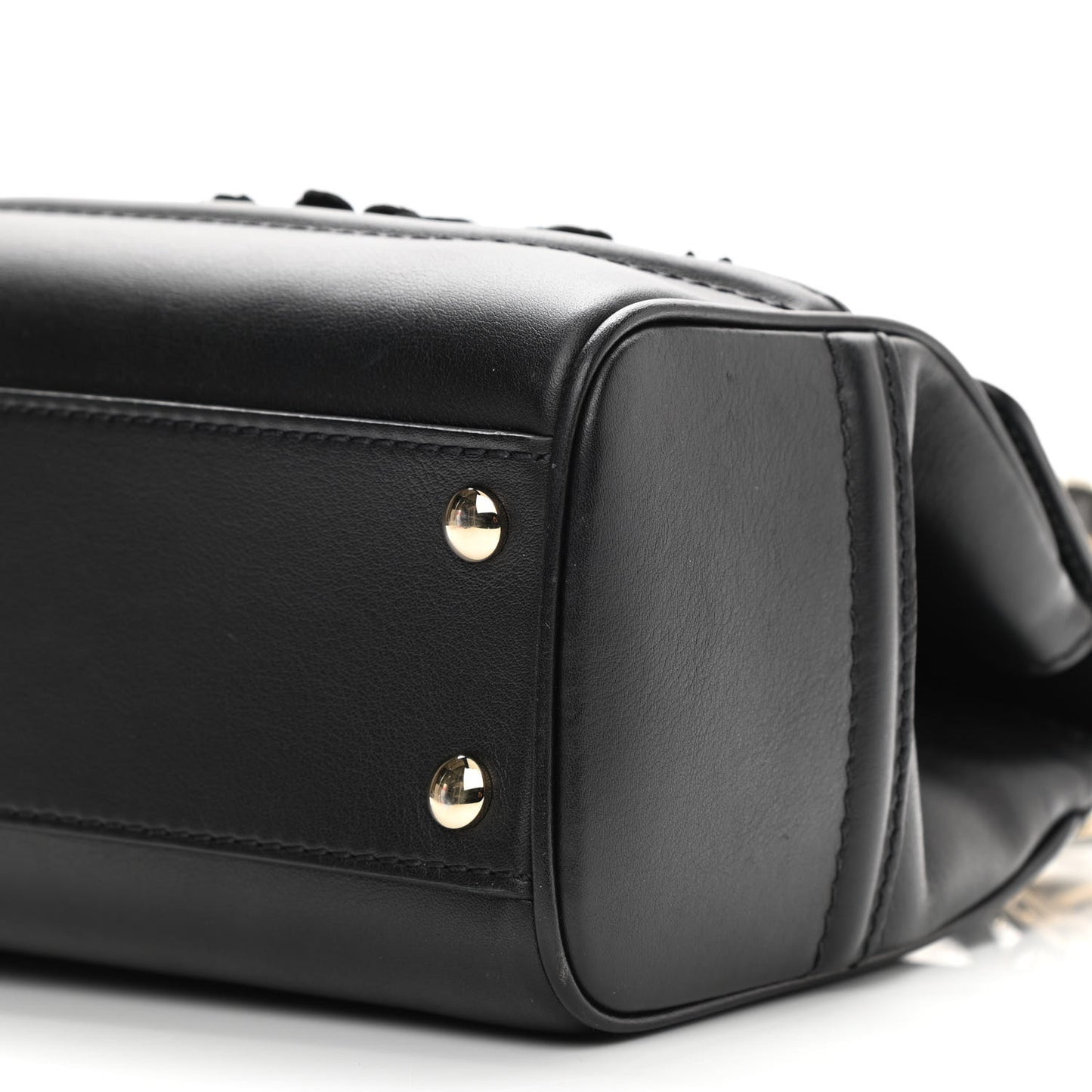 Calfskin Floral Appliques Medium Palazzo Empire Bag Black