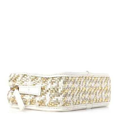 Chanel Metallic Lambskin Viscose Woven Small Camera Case White Gold 4 of 12