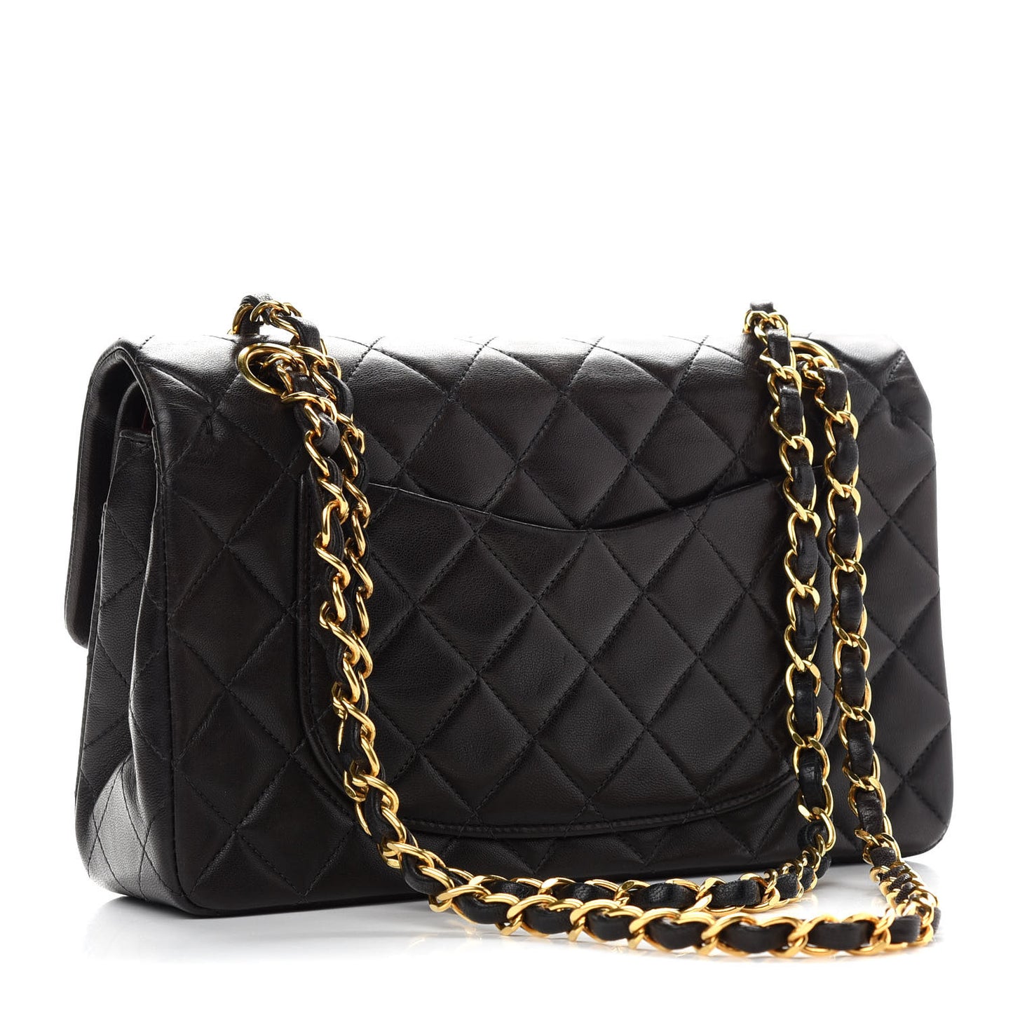 Lambskin Quilted Small Double Flap Black