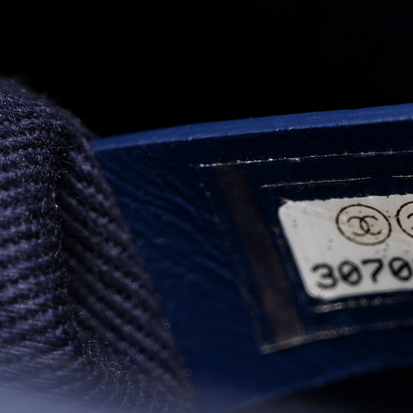 Grained Calfskin Small Stitched Flap Navy Blue