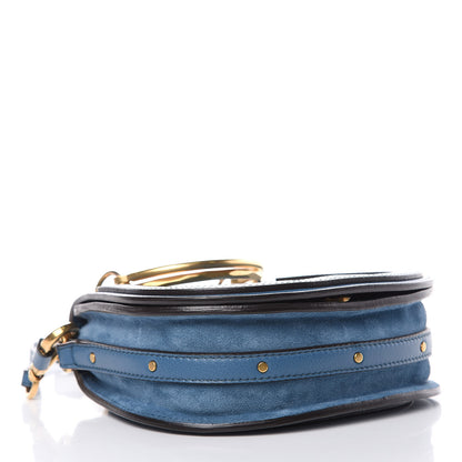 Chloe Calfskin Suede Small Nile Bracelet Bag Vinyl Blue 4 of 10
