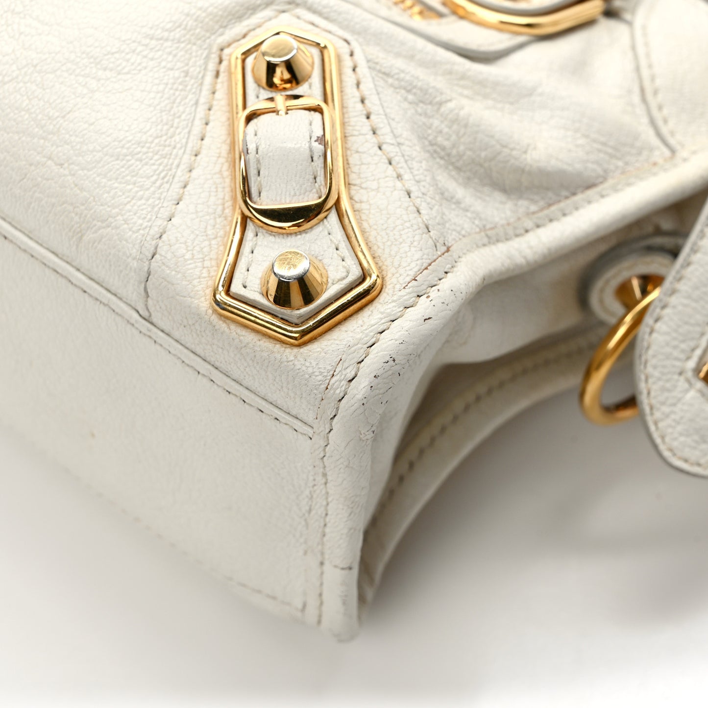 Chevre Gold Metallic Edge Hardware Mini City White