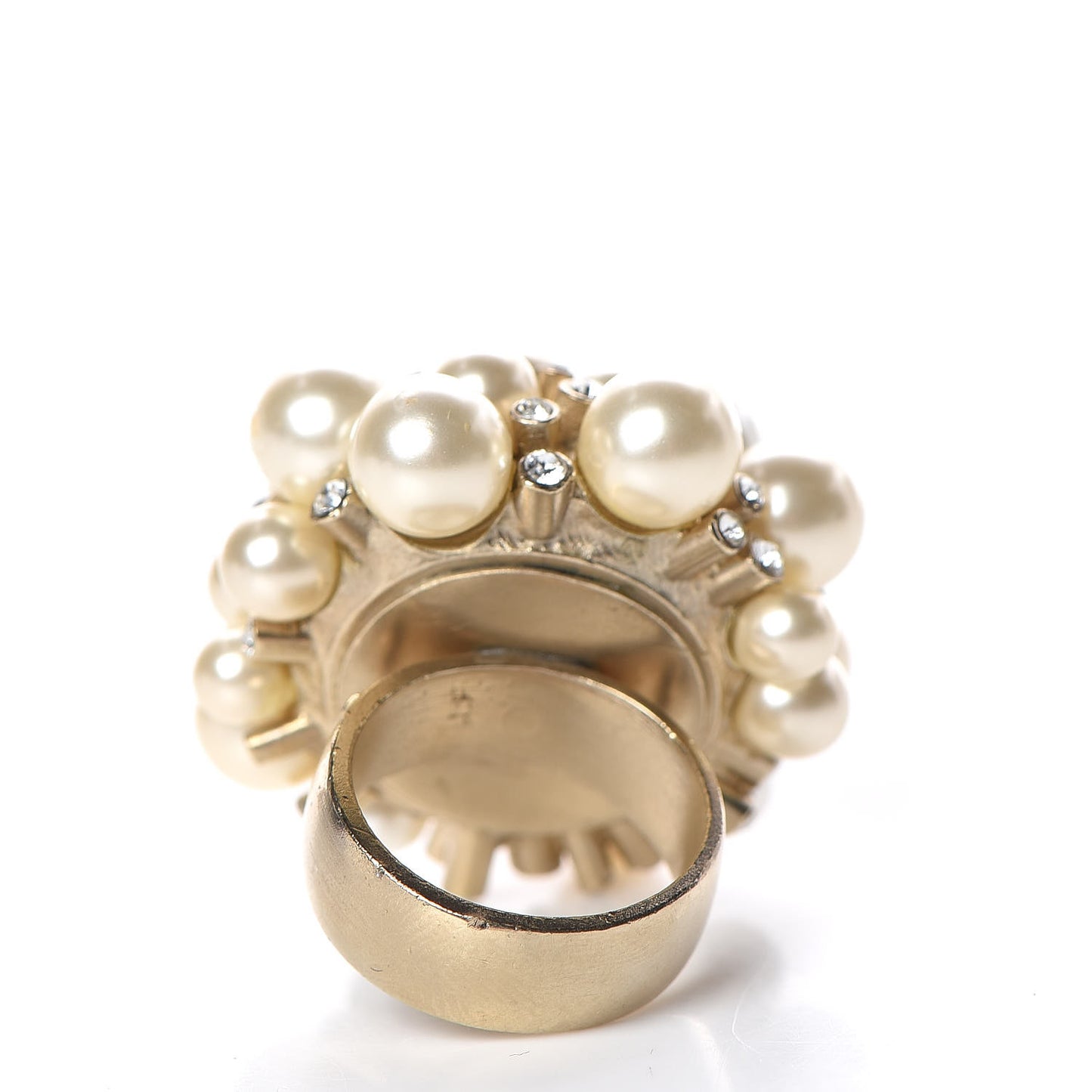 Crystal Pearl CC Ring 6.5 Gold