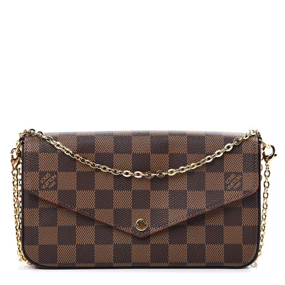 Louis Vuitton Damier Ebene Pochette Felicie Chain Wallet 1 of 13