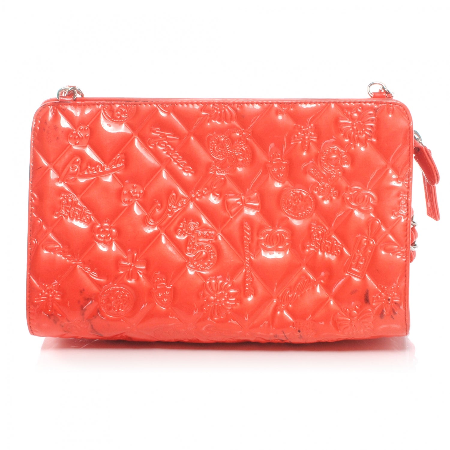 Chanel Patent Calfskin Lucky Symbols Pochette Coral 3 of 8