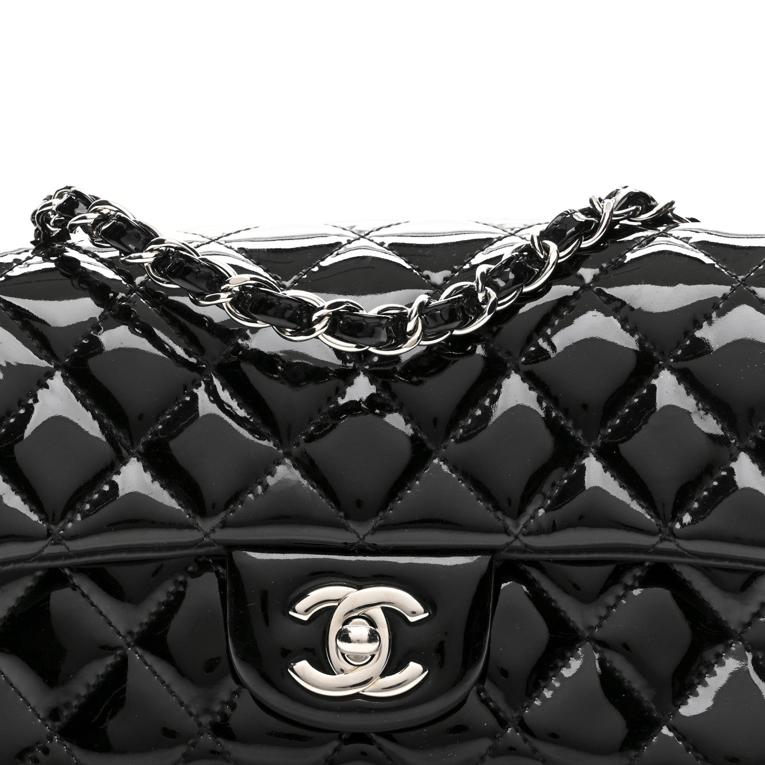 Chanel Patent Calfskin Quilted Mini Rectangular Flap Black 8 of 10