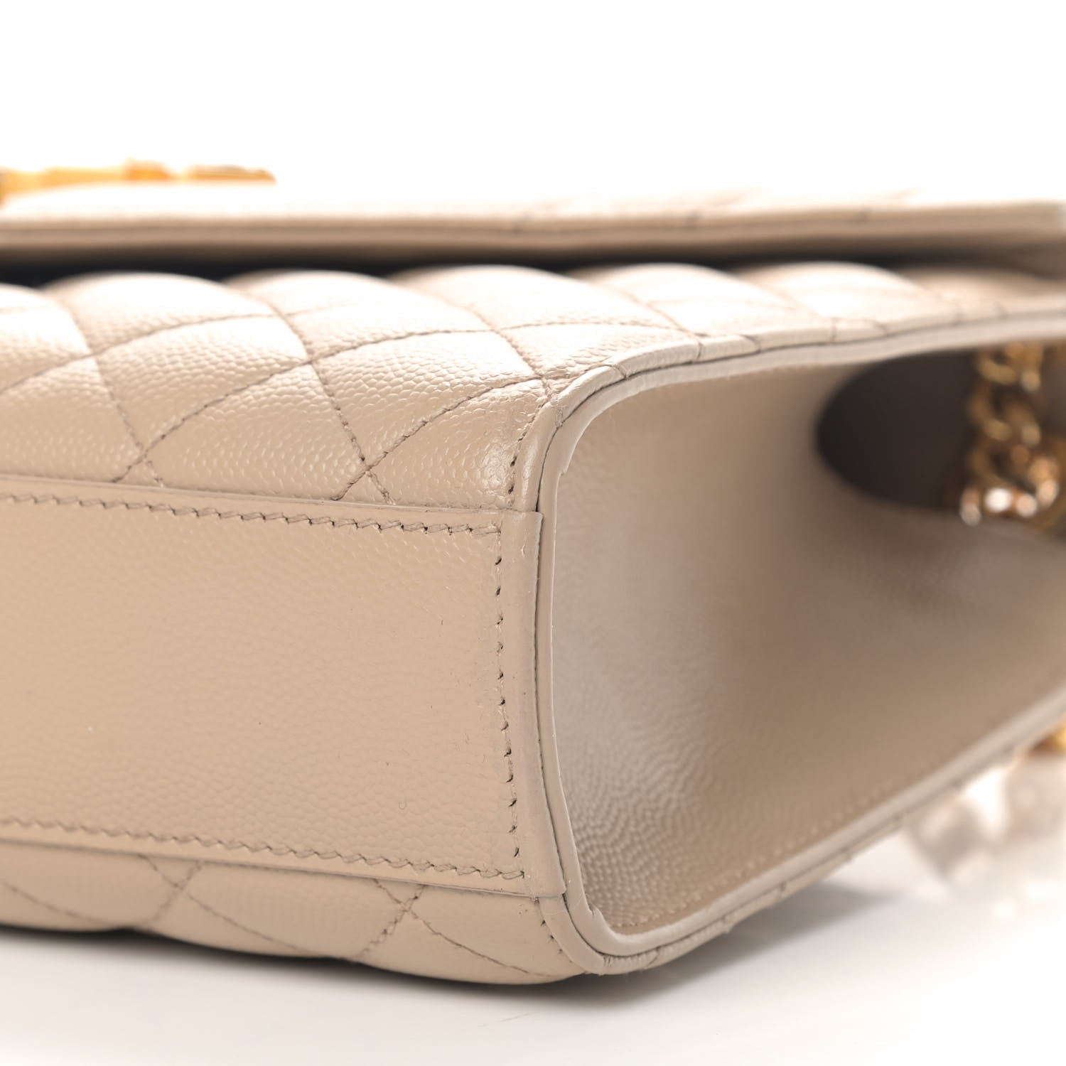 Saint Laurent Grain De Poudre Textured Mixed Matelasse Medium Triquilt Monogram Satchel Dark Beige 7 of 11