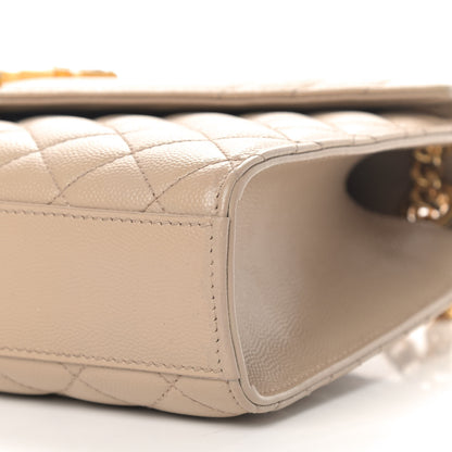Saint Laurent Grain De Poudre Textured Mixed Matelasse Medium Triquilt Monogram Satchel Dark Beige 7 of 11