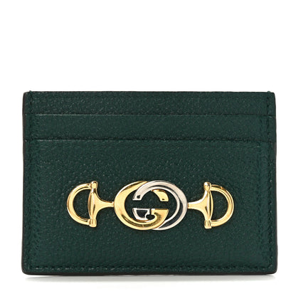 Gucci Grainy Calfskin Zumi Card Holder Green 1 of 6