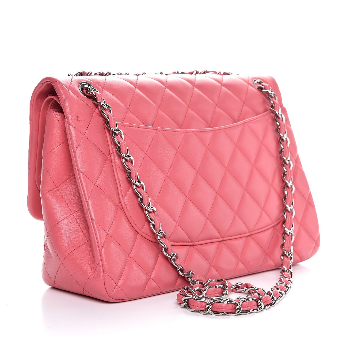 Lambskin Quilted Jumbo Double Flap Pink