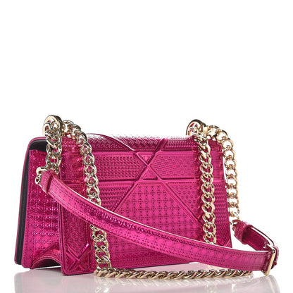 Christian Dior Metallic Patent Micro-Cannage Small Diorama Flap Bag Fuchsia 3 of 7