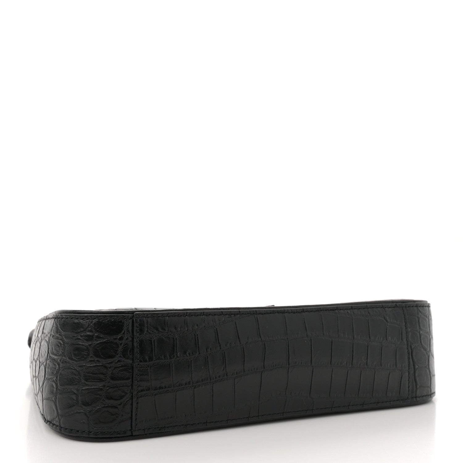 Saint Laurent Calfskin Crocodile Embossed LE 5 A 7 Hobo Black 4 of 11
