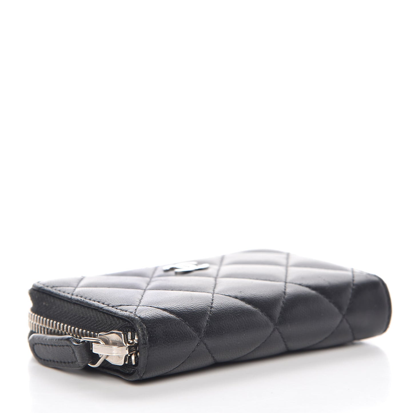 Lambskin Quilted Zip Coin Purse Black