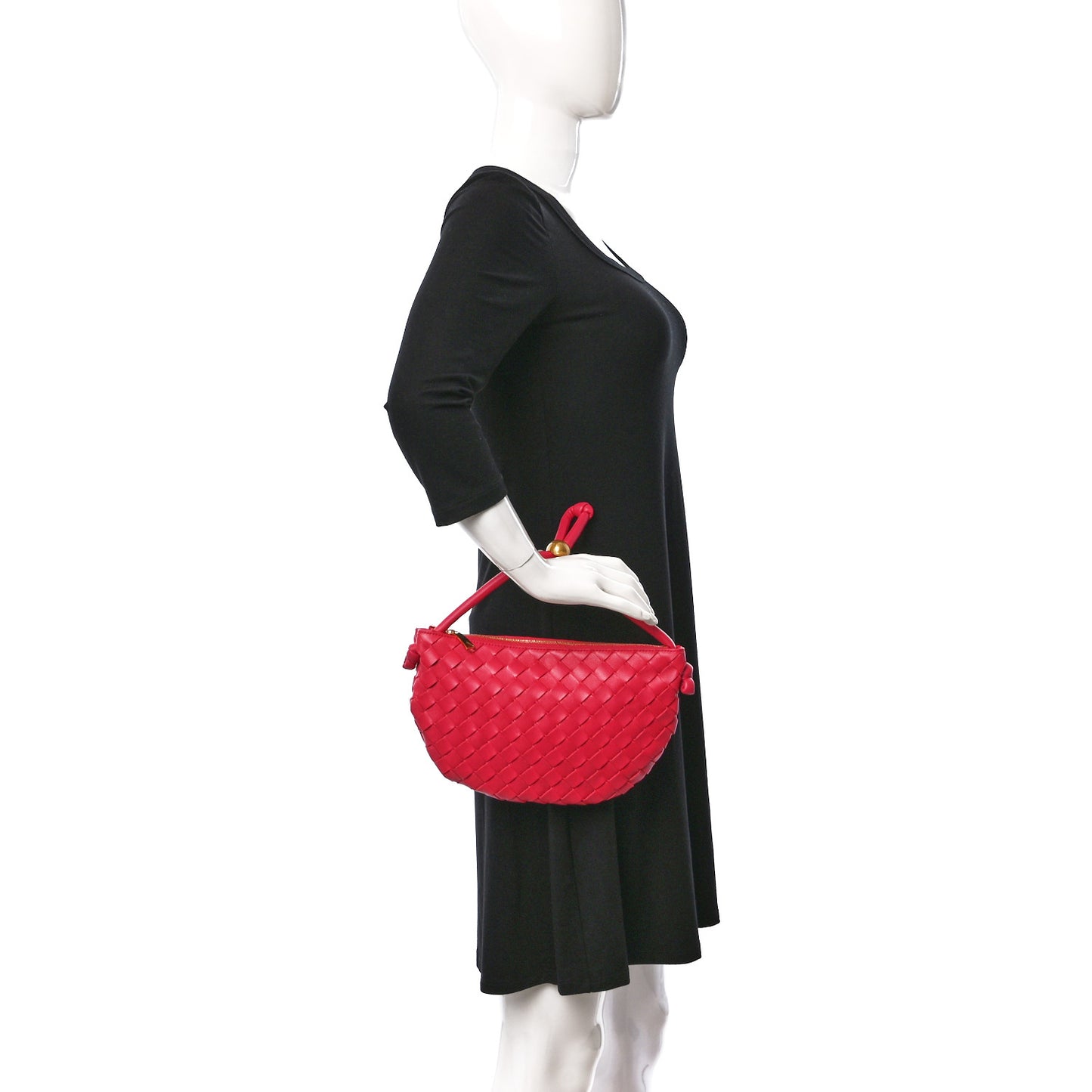 Nappa Intrecciato Small Turn Pouch Cranberry