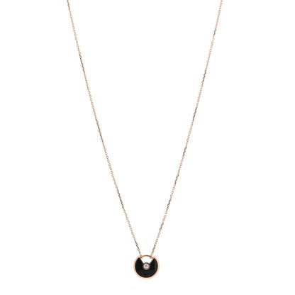 Cartier 18K Pink Gold Diamond Black Onyx XS Amulette de Cartier Pendant Necklace 1 of 5