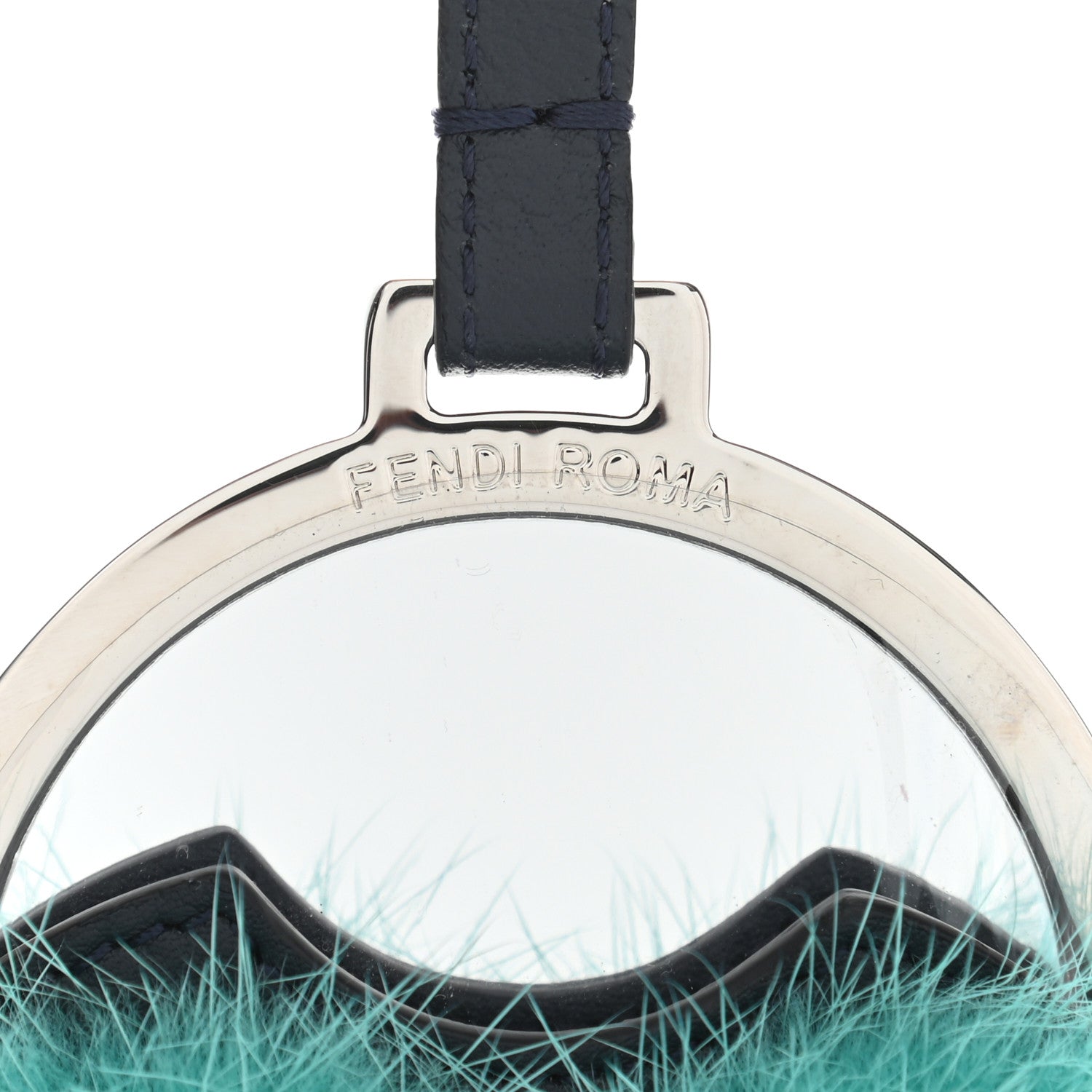 Fendi Vitello Dolce Fox Mink Fur Monster Bag Bug Mirror Charm Lavagna Rust Turquoise 3 of 5