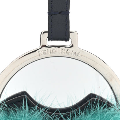 Fendi Vitello Dolce Fox Mink Fur Monster Bag Bug Mirror Charm Lavagna Rust Turquoise 3 of 5