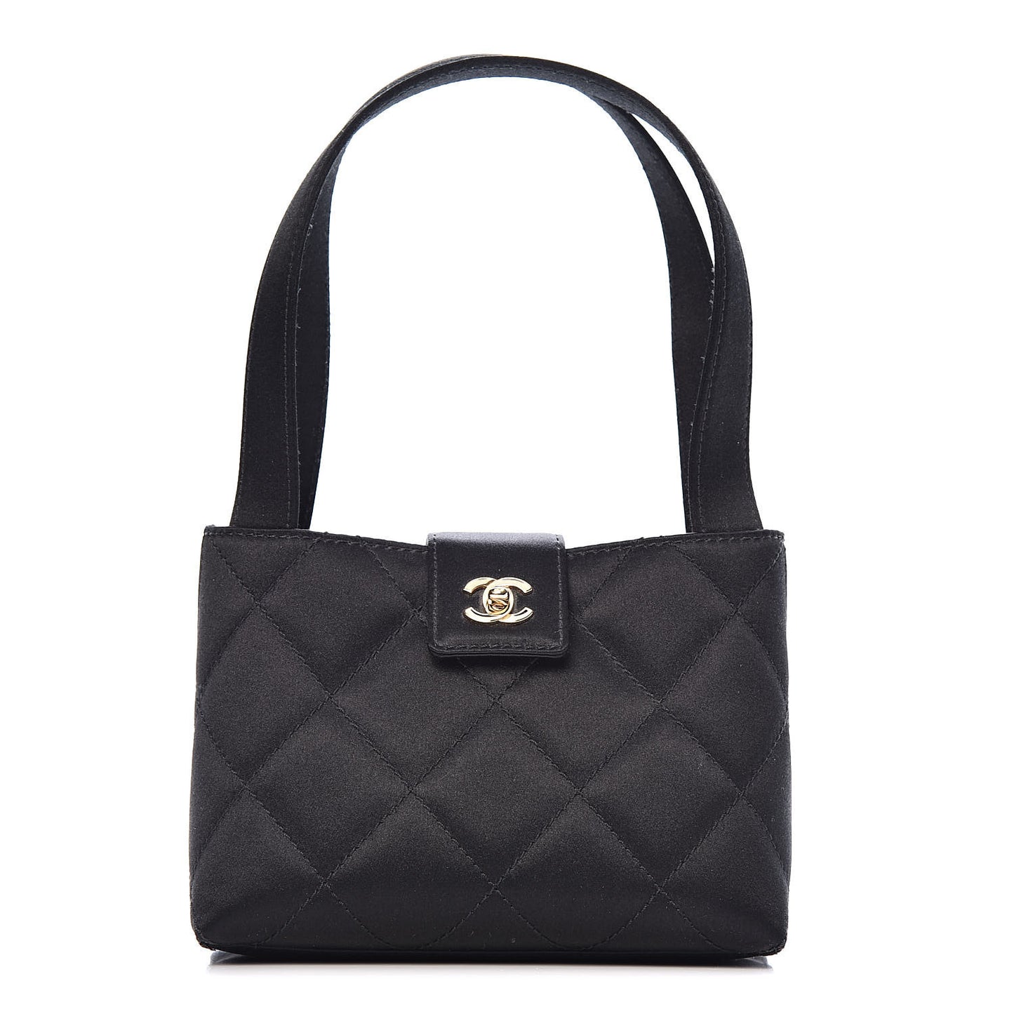 Satin Quilted Evening Bag Black