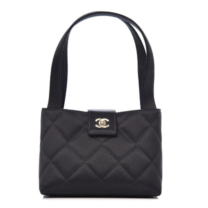 Chanel Satin Quilted Evening Bag Black 1 of 11
