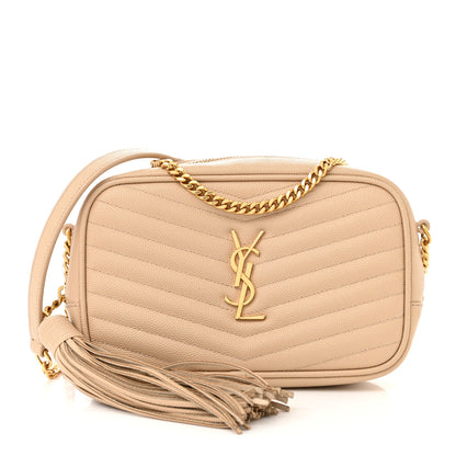 Saint Laurent Grain De Poudre Matelasse Monogram Mini Lou Camera Bag Dark Beige 1 of 12