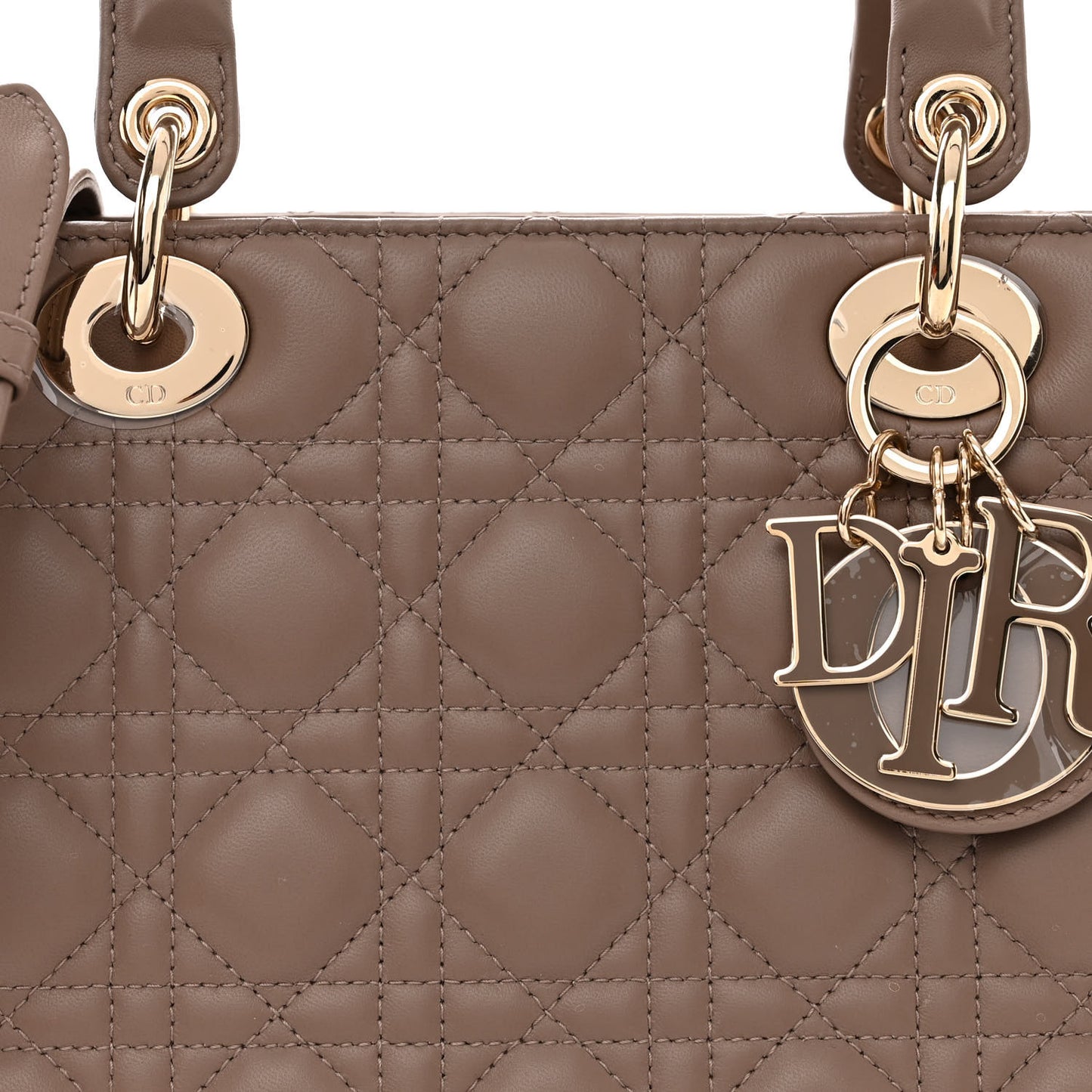 Lambskin Cannage Medium Lady Dior Warm Taupe