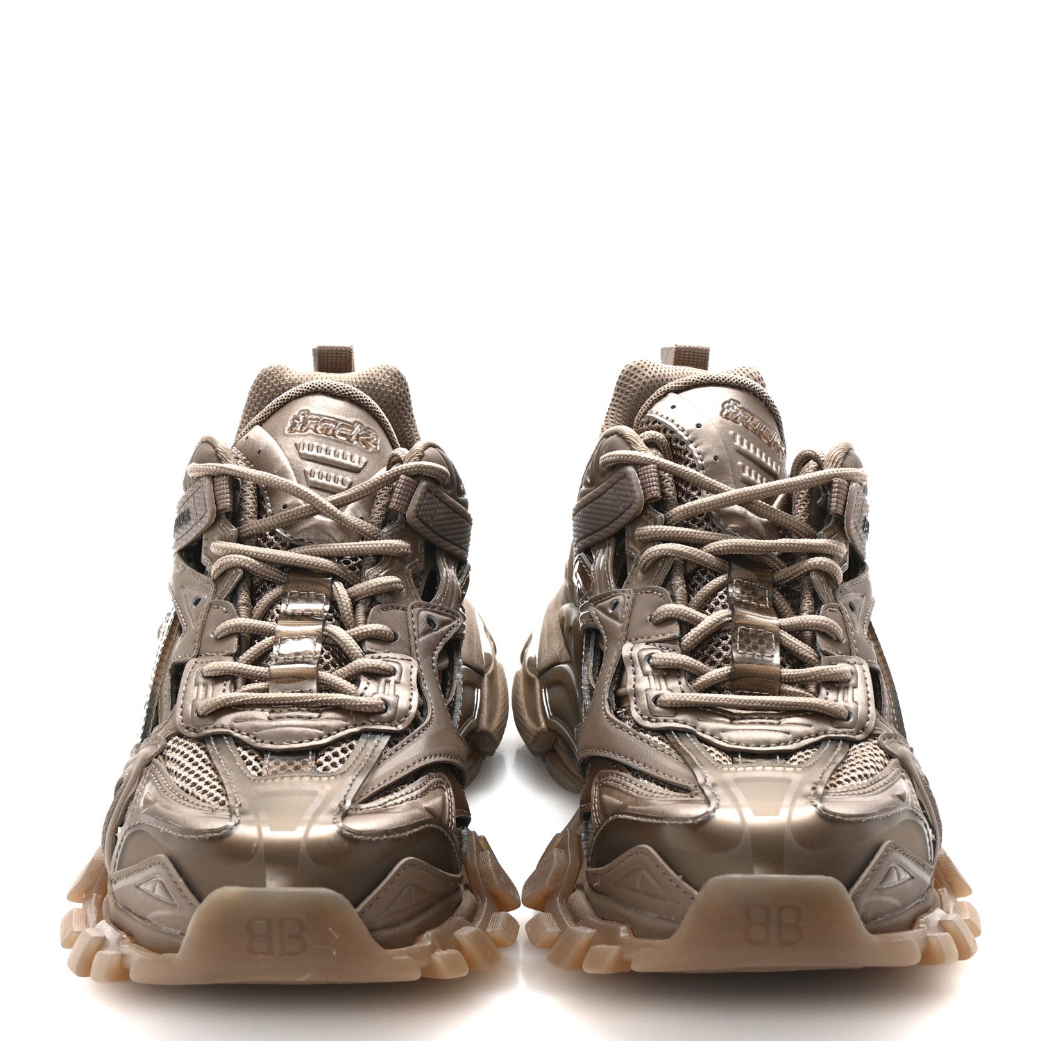 Balenciaga Rubber Mesh Monocolor Clear Sole Womens Track.2 Open Sneakers 39 Dark Beige 3 of 10