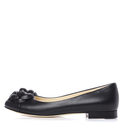 Chanel Lambskin Camellia Ballerina Flats 38.5 Black 1 of 8