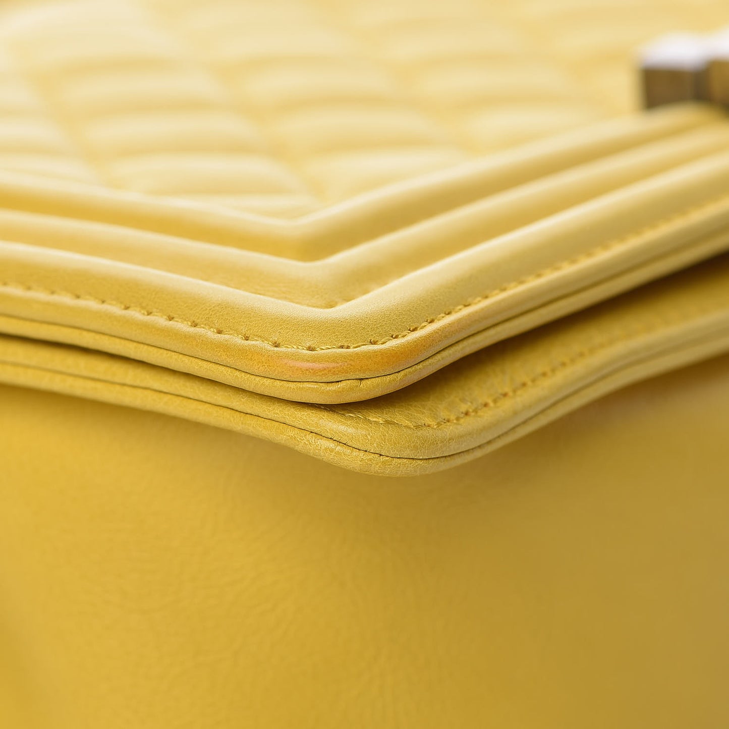 Calfskin Quilted Medium Boy Flap Yellow