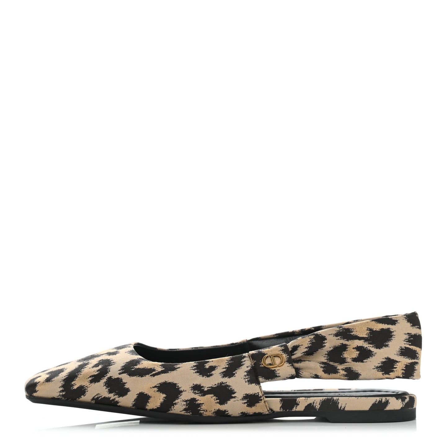 Nylon Leopard Print Mizza Slingback Flat 38.5 Beige Multicolor