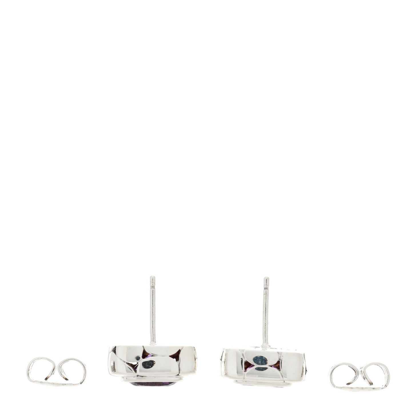 Sterling Silver Amethyst Batu Kali Square Earrings