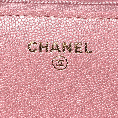 Chanel Iridescent Caviar Quilted Wallet on Chain WOC Rose Pink 8 of 11