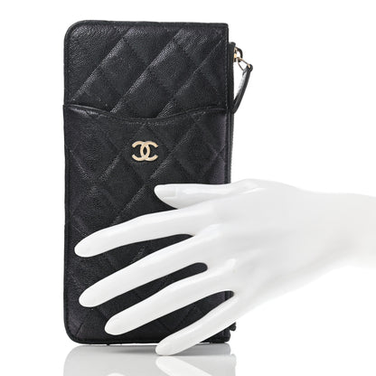 Chanel Iridescent Caviar Quilted Classic Flat Wallet Pouch Black 2 of 7