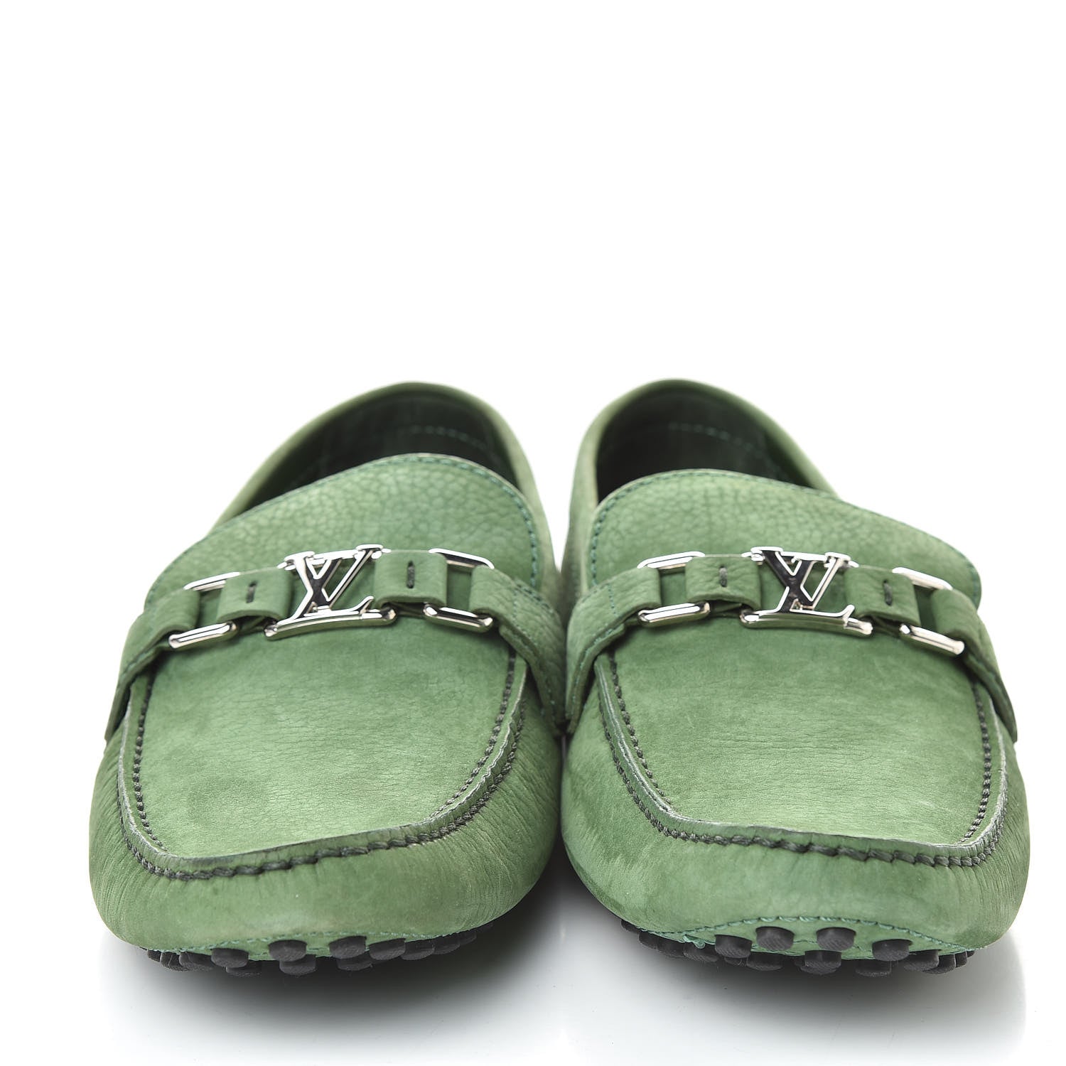 Louis Vuitton Nubuck Mens Hockenheim Moccasin Loafers 10 Vert 2 of 8