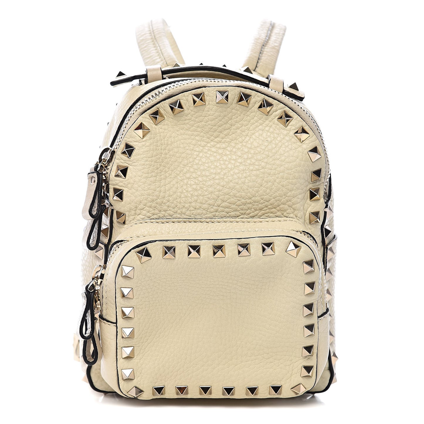 Pebbled Calfskin Mini Rockstud Backpack Ivory
